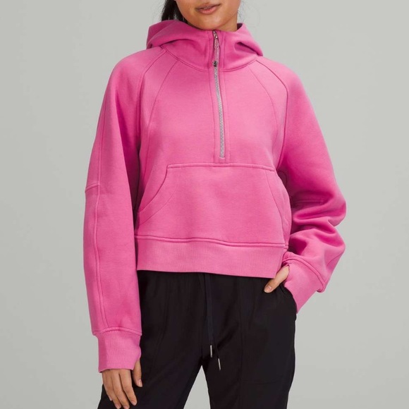 lululemon athletica Tops - Lululemon Scuba Oversized Half Zip Hoodie Sweatshirt Pink Blossom XS / S